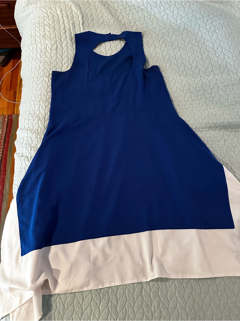 1. State Navy and White Sleeveless Midi Dress with Keyhole Back